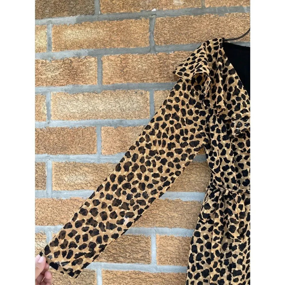 Free People Leopard Print Frenchie Mini Wrap Dress medium - Picture 7 of 17
